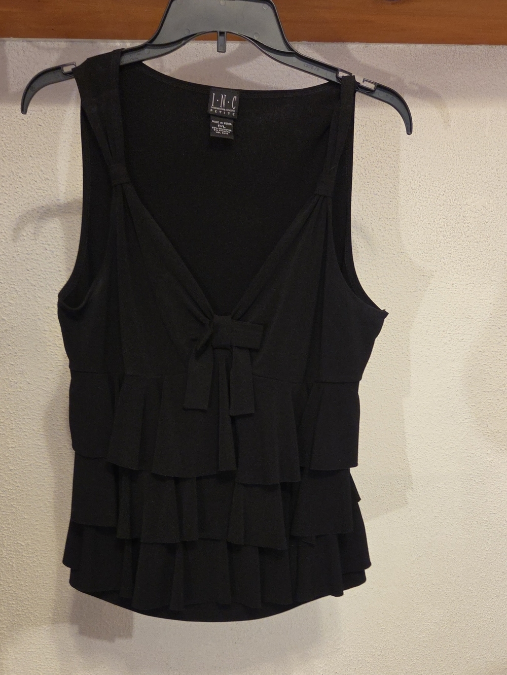 INC International Concepts Black Ruffle With Bow Camisole